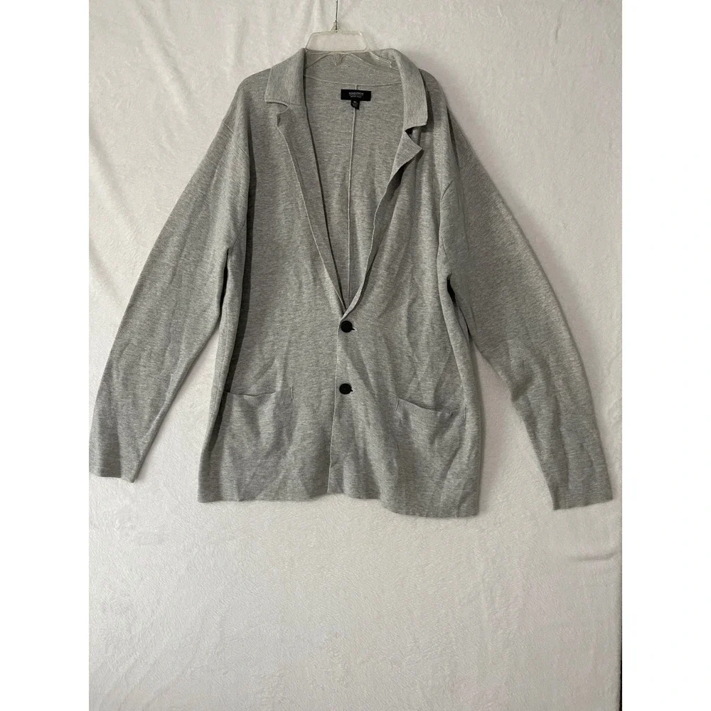 Nordstrom Mens Shop Heather Grey Knit Blazer Sweater Jacket XL Cotton Blend
